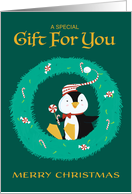 Gift Card Christmas Penguin in Wreath card