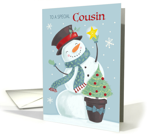 Cousin Christmas Holiday Snowman Hat and Star card (1751188)