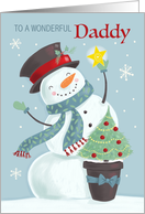 Daddy Christmas Holiday Snowman Hat and Star card