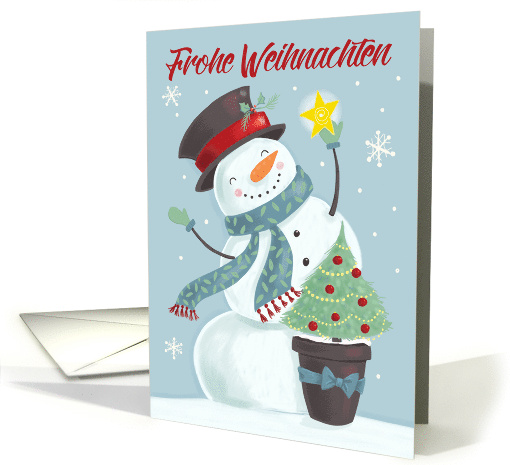 German Christmas Froche Weihnachten Holiday Snowman Hat and Star card