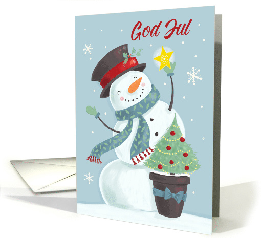 Swedish Christmas God Jul Snowman Hat and Star card (1751236)