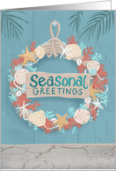 Coastal Christmas Seasonal Greeting Beach Wreath card