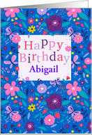 Custom Name Happy Birthday Flowers and Butterflies Pattern card