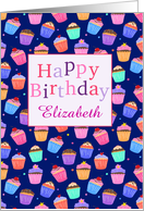 Custom Name Happy Birthday Cupcakes Pattern card