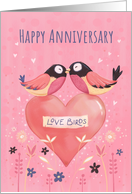 Happy Anniversary Love Birds on Heart card