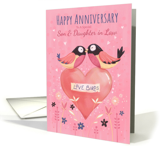 Son and Daughter in law Anniversary Love Birds on Heart card (1761812)