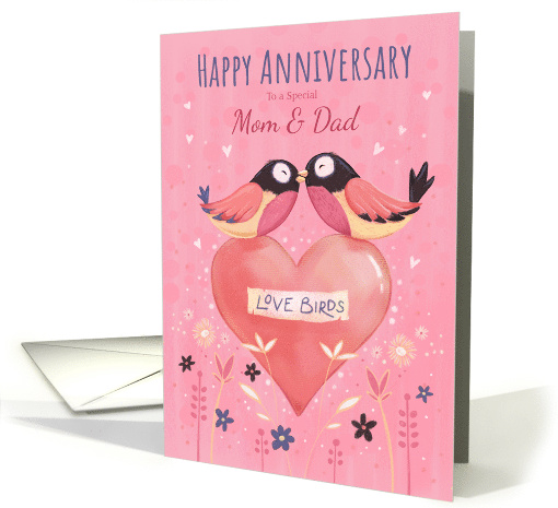 Mom and Dad Anniversary Love Birds on Heart card (1762166)