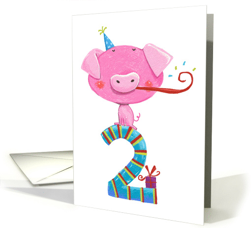 Age 2 Birthday Cute Pink Pig card (1765826)