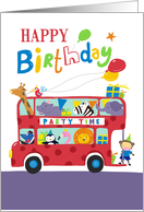 Happy Birthday Party Animal Bus card