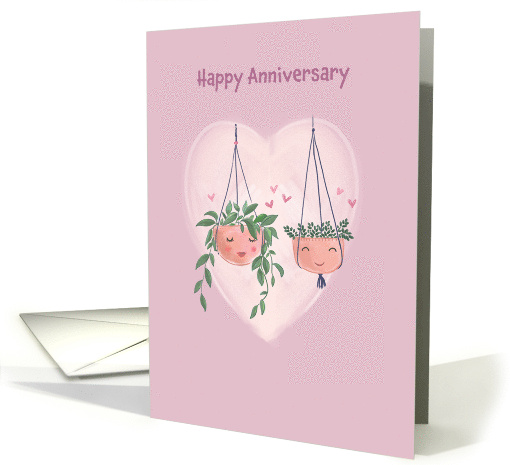 Happy Anniversary Cute Hanging Pot Plants card (1771176)