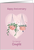 Couple Anniversary Cute Hanging Pot Plants card