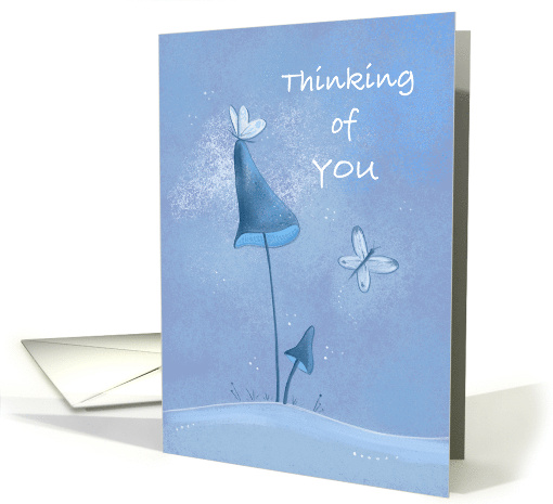 Thinking of You Blue Mushrooms and Butterflies card (1780686)