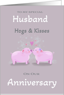Husband Anniversary Cute Kissing Pigs card