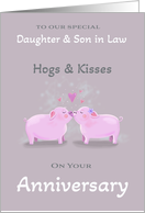 Daughter & Son in Law Anniversary Cute Kissing Pigs card