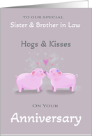 Sister and Brother in Law Anniversary Cute Kissing Pigs card