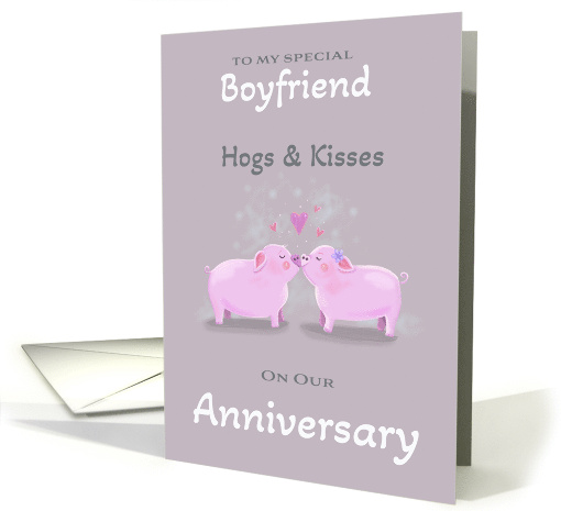 For Boyfriend Anniversary Cute Kissing Pigs card (1786828)