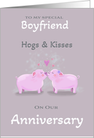 For Boyfriend Anniversary Cute Kissing Pigs card
