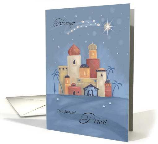 Priest Star Over Bethlehem Jesus Christ Manger card (1800582)