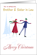 Brother and Sister in Law Christmas Skating Couple card