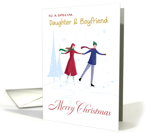 Daughter and Boyfriend Christmas Skating Couple card (1801626)