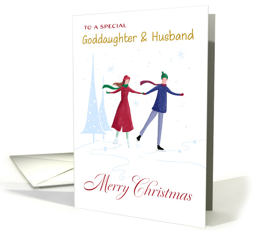 Goddaughter and Husband Christmas Skating Couple card (1801634)