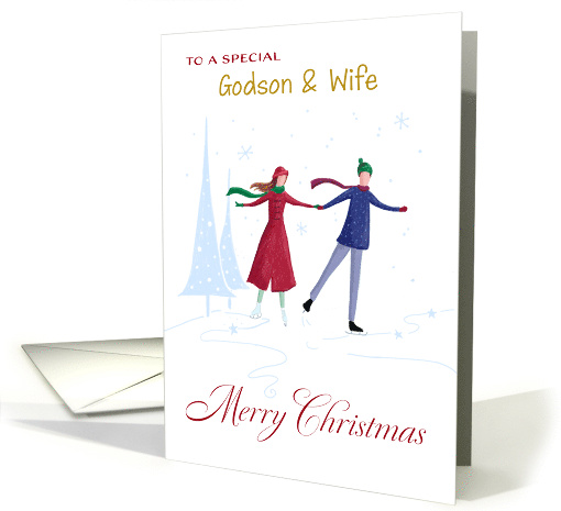 Godson and Wife Christmas Skating Couple card (1801640)