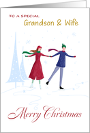 Grandson and Wife Christmas Skating Couple card