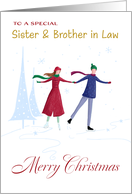 Sister and Brother in Law Christmas Skating Couple card