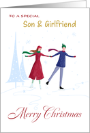Son and Girlfriend Christmas Skating Couple card
