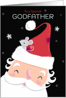 Godfather Christmas Santa with Cute Mouse Hat card