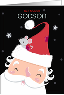 Godson Christmas Santa with Cute Mouse Hat card