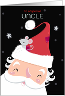 Uncle Christmas Santa with Cute Mouse Hat card