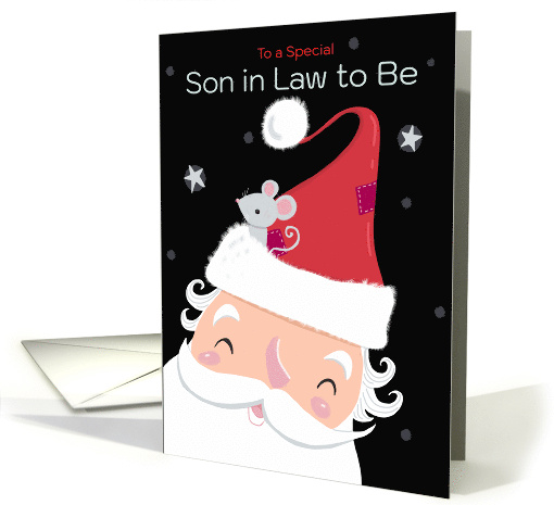 Son in Law to Be Christmas Santa with Cute Mouse Hat card (1805802)