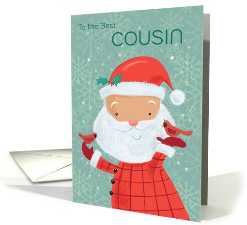 Cousin Cute Santa with Red Cardinal Birds card (1806012)