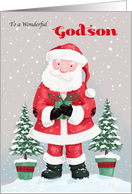 Godson Santa Claus with Gift and Trees card