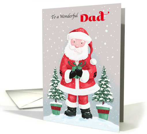 Dad Santa Claus with Gift and Trees card (1809514)