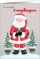 Employee Santa Claus with Gift and Trees card