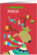 Fabulous Niece Decorated Reindeer card