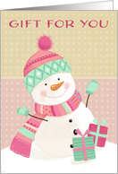 Christmas Gift Card Cute Pastel Snowman card