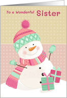 Sister Christmas Birthday Snowman card