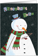 Christmas Time Watch Cute Snowman card