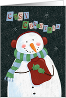 Cosy Christmas Snowman Hot Water Bottle card