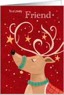 Friend Christmas Red Reindeer card