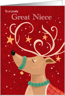 Great Niece Christmas Red Reindeer card