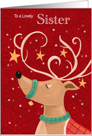 Sister Christmas Red Reindeer card