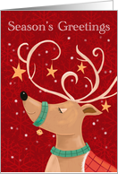 Season’s Greetings Red Reindeer card