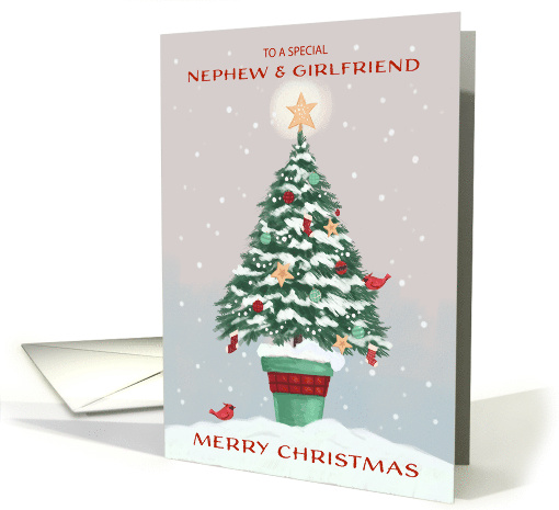 Nephew and Girlfriend Christmas Tree with Gold Star card (1812712)