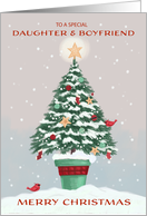 Daughter and Boyfriend Christmas Tree with Gold Star card