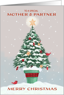 Mother and Partner Christmas Tree with Gold Star card