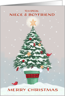 Niece and Boyfriend Christmas Tree with Gold Star card
